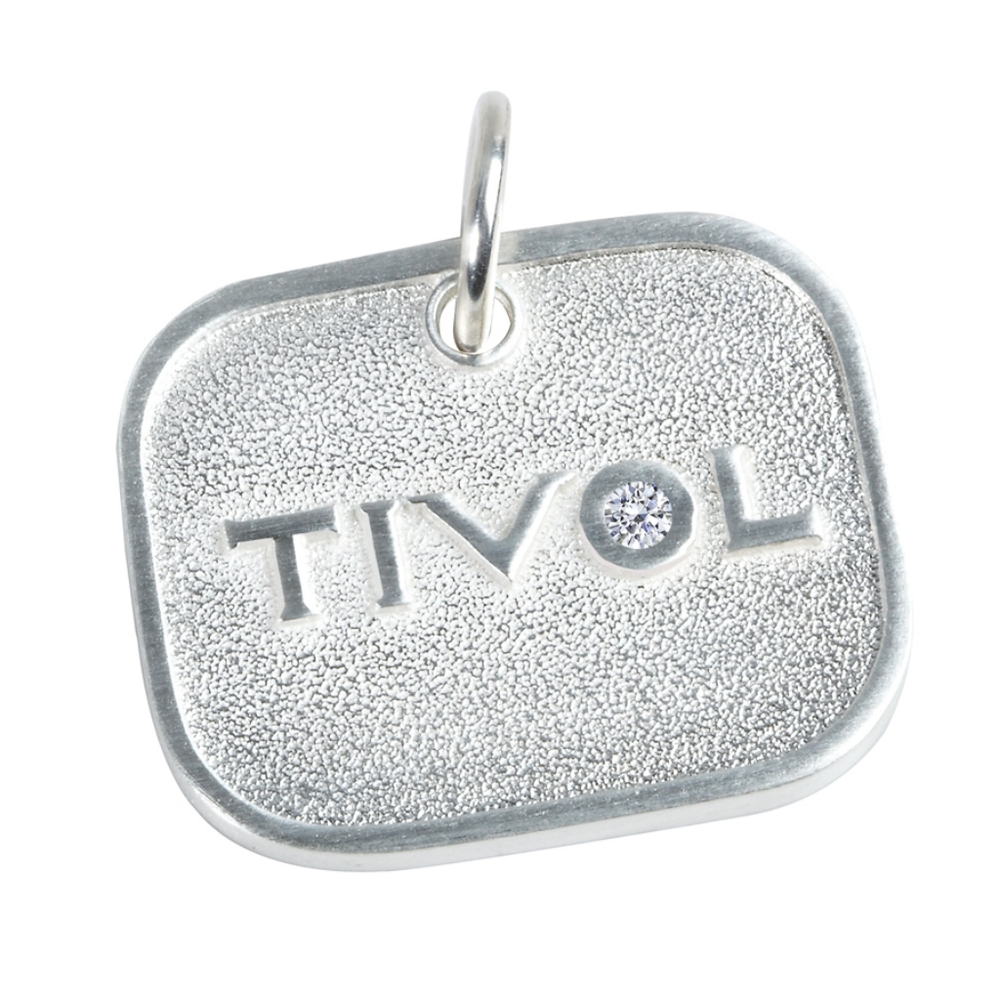 TIVOL Sterling silver diamond dog tag